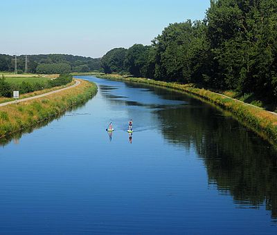 stand up paddle op het kanaal in Osnabrück