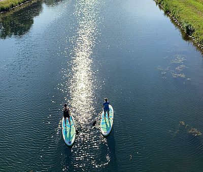 stand up paddle op het kanaal in Osnabrück